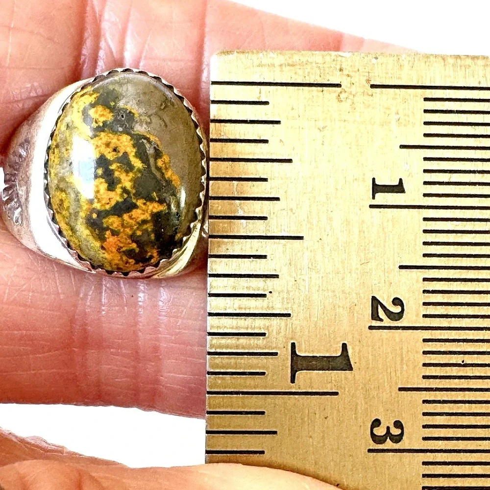 Navajo Bumblebee‎ Jasper Mens Ring Sz 9.5 Annie Lincoln Sterling Handmade Band